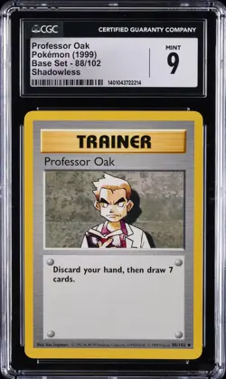 1999 POKEMON BASE SET SHADOWLESS #88/102 PROFESSOR OAK CGC 9 - Image 1