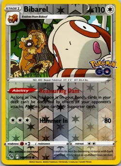 Bibarel 060/078 Common Pokemon GO Pokemon Reverse Holo Near Mint - Image 1