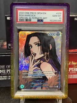 Bandai 2023 One Piece CCG OP04 EN Boa Hancock SP #078 Alt Art Holo PSA 10 - Image 1