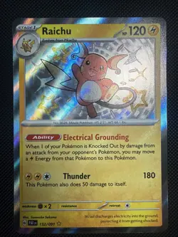 Raichu 132/091 Paldean Fates English Pokemon Card Tcg Baby Shiny - Image 1