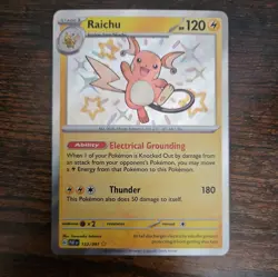 Pokemon TCG Raichu Card Paldean Fates 132/091 Baby Shiny Print lines - Image 1
