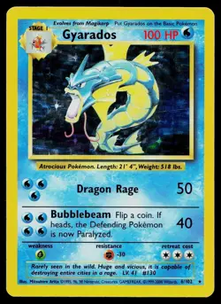 Pokemon Card Base Set Gyarados 6/102 Holo Rare 4th Print 1999-2000 UK Exclusive - Image 1