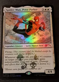 MTG Spider Man Peter Parker Foil Marvels #0003 Promo Card - Image 1