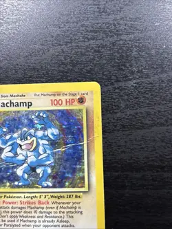 HP (4th Print 1999-2000) Pokemon MACHAMP Card BASE Set 8/102 Holo Rare 1st ed UK - Image 3