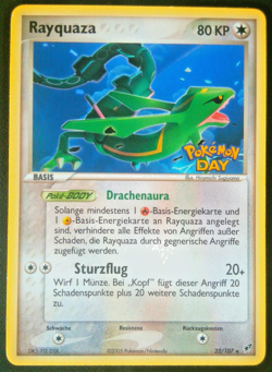 Pokemon Rayquaza 22/107 EX Deoxys | Pokemon Day 2005 Stamp | Germany Exclusive - Image 1