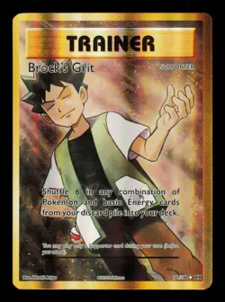 Pokemon Card Brock's Grit 107/108 Evolutions Holo Ultra Rare Full Art LP 2016 - Image 1