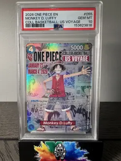 One Piece Monkey D. Luffy 2026 College Basketball US Voyage P-055 English PSA 10 - Image 1