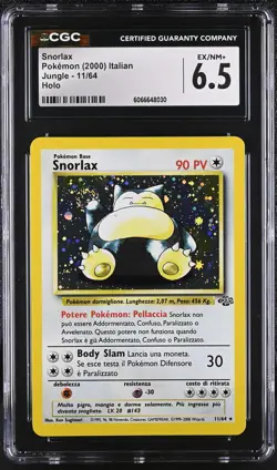 CGC 6.5 ITALIAN Snorlax 2000 Jungle 11/64 Holo SWIRL Pokemon Card - Image 1