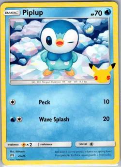 Piplup - 20/25 Non Holo McDonald's 25th Anniversary Promos - Pokemon Card - NM - Image 1