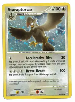 Pokemon Card: Staraptor HOLO 16/130 Diamond and Pearl D&P Base Set Rare! GD - Image 1