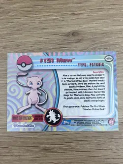 Pokemon 2000 Topps Mew #151 Rainbow Foil Blue Logo NOT PLAYED - Image 5