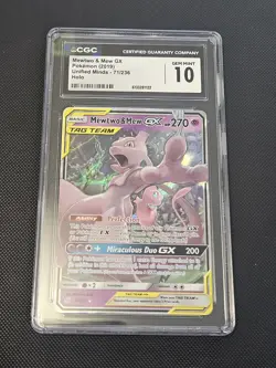 Pokemon TCG Mewtwo & Mew GX 71/236 Sm-Unified Minds Ultra Rare Holo CGC 10 2019 - Image 1
