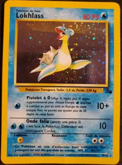 Lightly Played Lapras 10/62 Fossil Holo Rare Holo FRENCH Ken Sugimori Pokemon. - Image 1