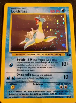 Lightly Played Lapras 10/62 Fossil Holo Rare Holo FRENCH Ken Sugimori Pokemon. - Image 3