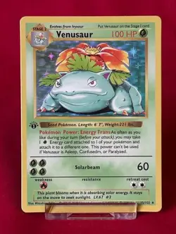 🔥 Venusaur 1st Edition Shadowless Holo Foil Base Set 15/102 MP Pokemon TCG 🔥 - Image 1