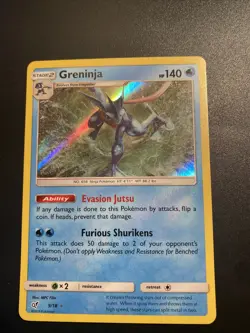 Pokemon TCG Greninja Detective (DEP) Pikachu 9/18 Holo Rare Sun and Moon - Image 1
