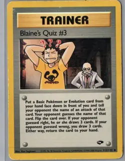 Blaine's Quiz #3 112/132 Uncommon Gym Challenge Pokemon Unlimited Heavily Played - Image 1