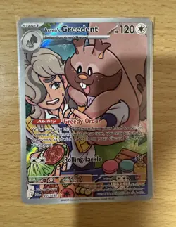 Pokemon TCG Arven's Greedent #205 Destined Rivals Illustration Rare NM - Image 1