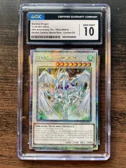 Yugioh CGC 10 Stardust Dragon 25th Tin QCSR Foil Limited TN23-EN016 - Image 1