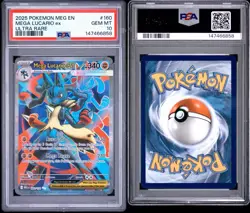 PSA 9 🌟 Pokemon Mega Lucario EX 160/132 Ultra Rare Holo Card Mega Evolutions - Image 3