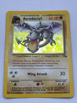 1999 Pokemon Fossil Aerodactyl Holo #1/62 WOTC Vintage Rare Holographic Card - Image 1