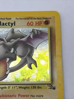 1999 Pokemon Fossil Aerodactyl Holo #1/62 WOTC Vintage Rare Holographic Card - Image 4
