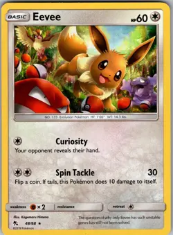 Eevee 48/68 Holo Rare Hidden Fates Pokemon Near Mint - Image 1