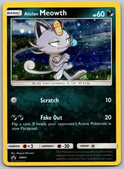 Pokemon TCG Alolan Meowth - Sun & Moon Promo SM43 Holo Near Mint - Image 1