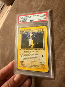 2000 POKEMON NEO GENESIS AMPHAROS-HOLO 1ST EDITION - NM-MT PSA 8 - Image 3