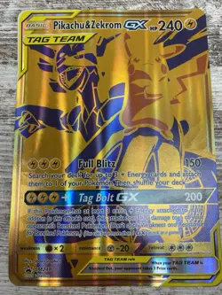 Pikachu & Zekrom GX 2021 Pokemon Sun & Moon SM248 JUMBO MP Moderate Play - Image 1