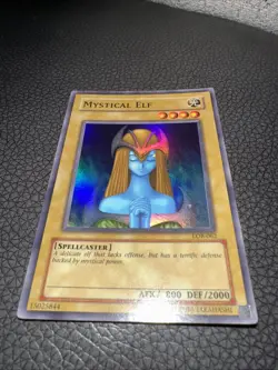 Mystical Elf LOB-062 Yugioh Legend Of Blue Eyes Super Rare Foil HP/DMG - Image 1