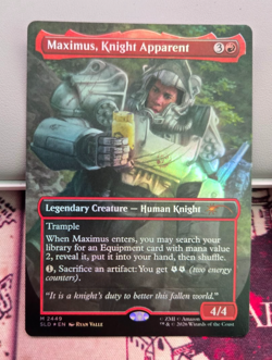 MTG Foil Maximus, Knight Apparent Borderless Fallout Secret Lair NM - Image 1