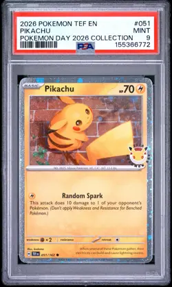 2026 POKEMON TEF EN-TEMPORAL FORCES POKEMON DAY 2026 COLLECTION PIKACHU PSA 9 - Image 1