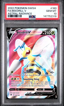2022 Pokemon Sword & Shield Astral Radiance Beedrill V #160 FA PSA 10 GEM MINT - Image 1