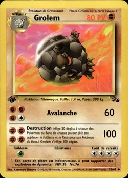 Golem (Grolem) - French WOTC 1st Edition Fossil 36/62 - LP - Pokemon - Image 1