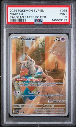 PSA 9 2024 POKEMON SVP EN-SV PROMO 075 MIMIKYU PALDEAN FATES POKEMON CENTER ETB - Image 1