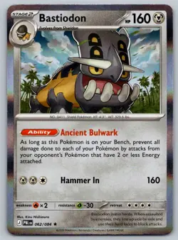 Pokemon Pitch Black Bastiodon Rare 062/084 Holo Near Mint - Image 1