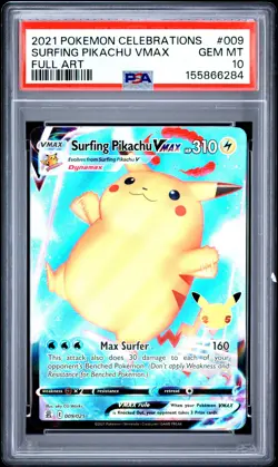 Surfing Pikachu Vmax 009 Celebrations Pokemon PSA 10 - Image 1