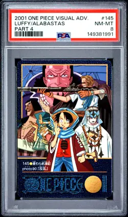 PSA 8 2001 CARDDASS ONE PIECE VISUAL ADVENTURE PART 4 #145 Luffy / Alabastas - Image 1