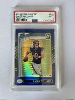 2024 Donruss Optic -Rated Rookie Caleb Williams #201 Blue Hyper Prizm (RC) PSA 9 - Image 1