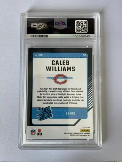 2024 Donruss Optic -Rated Rookie Caleb Williams #201 Blue Hyper Prizm (RC) PSA 9 - Image 2