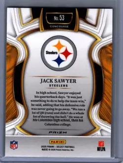 2025 Panini Select #53 Jack Sawyer Black and Red Prizm Shock - Image 2