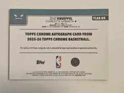 2025-26 Topps Chrome Sapphire Gold Refractor Auto /50 Kon Knueppel - Image 2