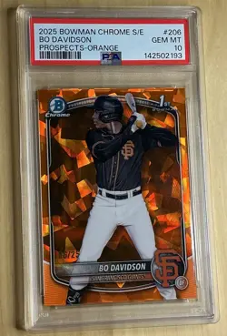 🔥2025 Bowman Chrome Sapphire Orange Bo Davidson /25 SSP PSA 10 💎Giants POP 2 - Image 1