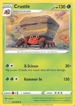 Pokemon Card - Crustle - (012/203 - Evolving Skies) - Image 1