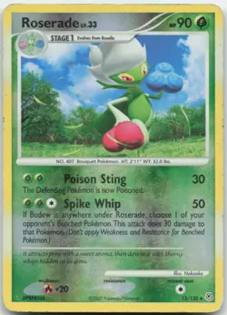 Roserade 13/130 Reverse Holo Diamond and Pearl Pokemon Card LP - Image 1