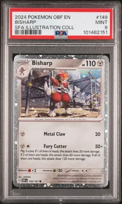 2024 POKEMON OBSIDIAN FLAMES #149 BISHARP PSA 9 COSMOS HOLO OBF EN PROMO - Image 1