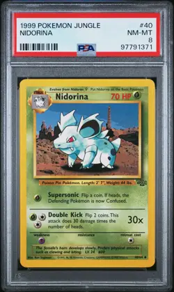 1999 POKEMON JUNGLE #40 NIDORINA PSA 8 - Image 1