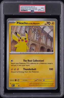 2026 POKEMON MEP EN-ME BLACK STAR PROMO PIKACHU AT THE MUSEUM PSA 9 - Image 1