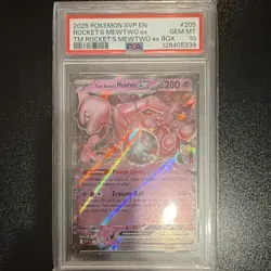 Pokemon Team Rocket's Mewtwo ex #205 SVP Promo Holo English PSA 10 - Image 1